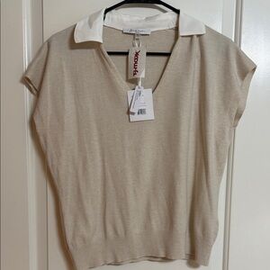 T.J.Maxx Cream Collared Knit Top